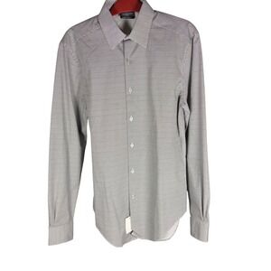 Van Heusen Flex3 Slim Fit Dress Shirt Mens 14-14.5 32/33 Black White Geo